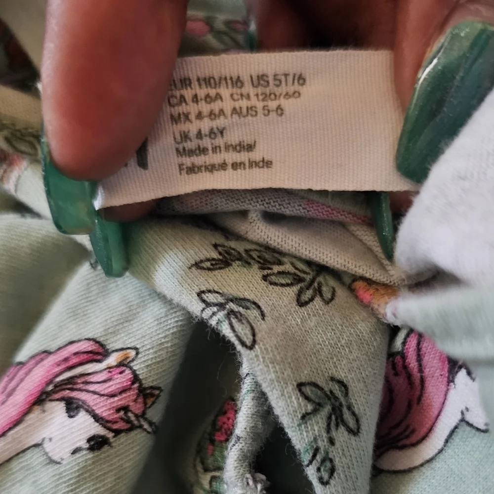 H&M Kids Dress with Unicorn and Floral Print - Mint Green and Pink - Picture 4 of 4